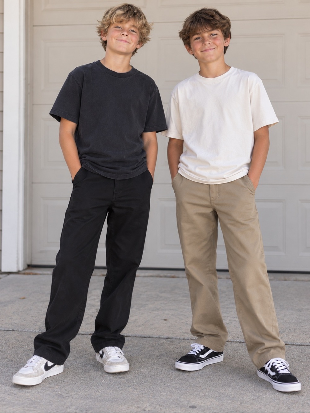 *BUNDLE Boys Dickies Slim Straight Pants Bundle Size 12 Black + Khaki